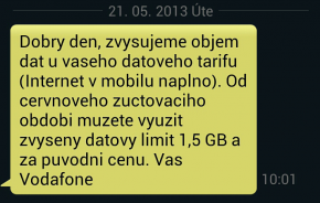 SMS oznámení Vodafone