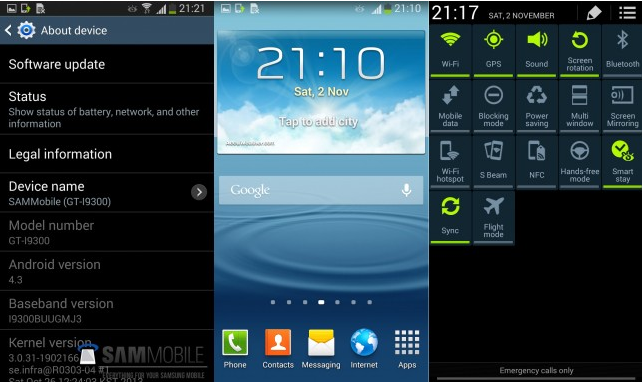 Galaxy S3 Android 4.3 leak1